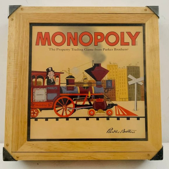 Vintage Monopoly Wooden Box Board Game Nostalgia Series All Aboard 2001 Sealed - Picture 1 of 4